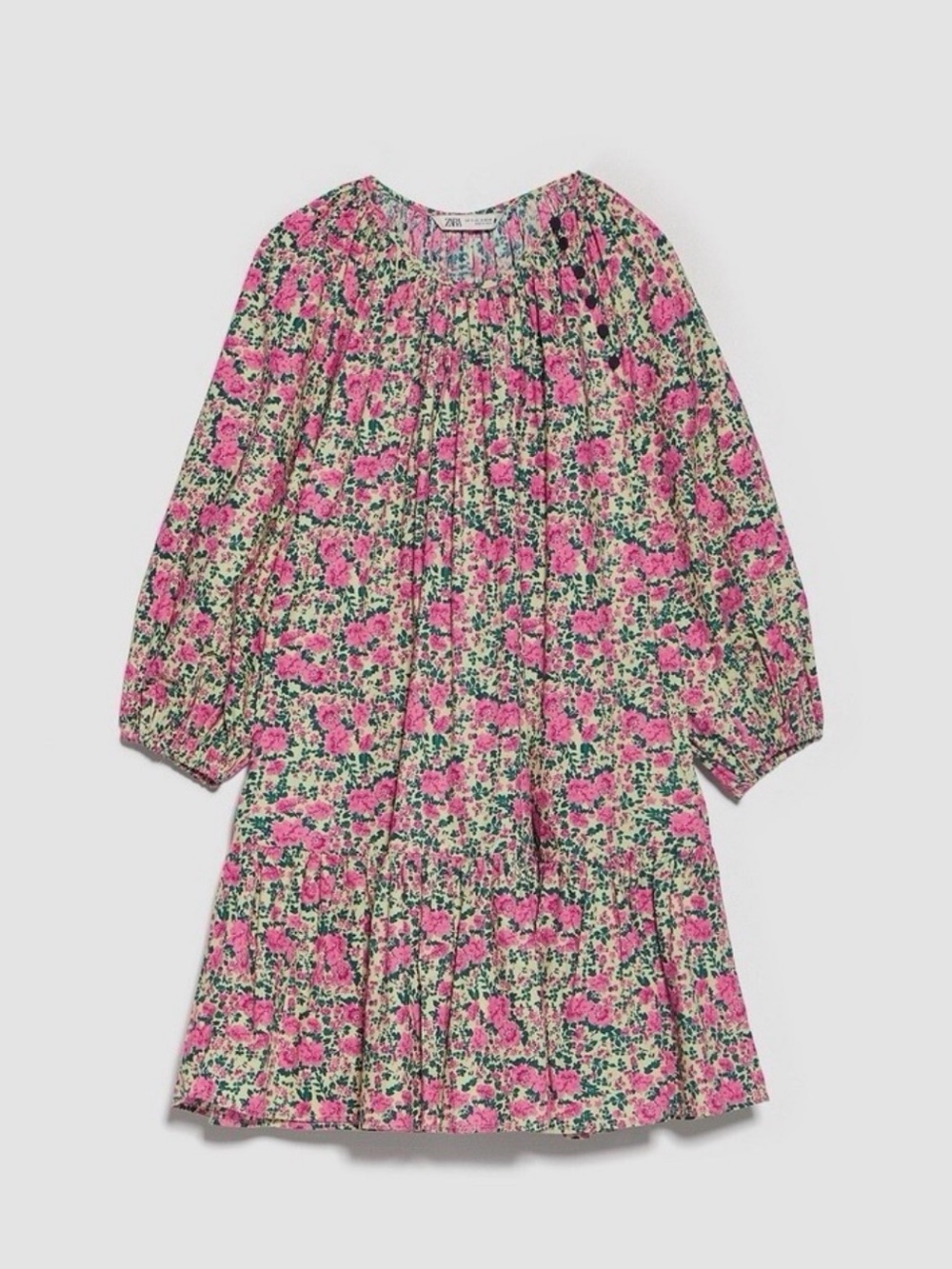 Zara Floral balloon sleeve Dress